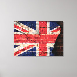 Brits vlag op een gebarsten muur canvas afdruk