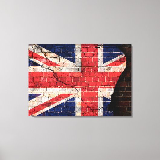 Brits vlag op een gebarsten muur canvas afdruk (Voorkant)