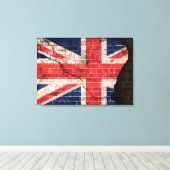 Brits vlag op een gebarsten muur canvas afdruk (Insitu (Houten vloer))
