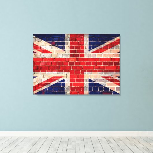 Brits vlag op een muur canvas afdruk (Insitu (Houten vloer))