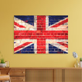 Brits vlag op een muur canvas afdruk (Insitu (Woonkamer))
