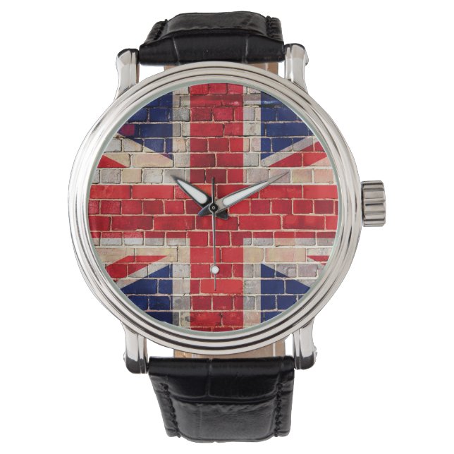 Brits vlag op een muur horloge (Voorkant)