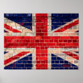 Brits vlag op een poster van de bakstenen muur (Voorkant)