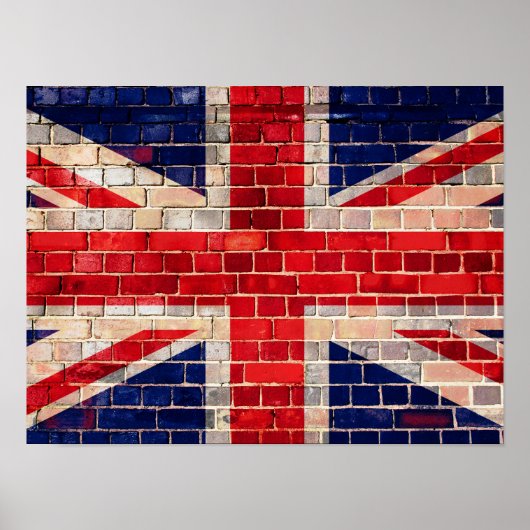 Brits vlag op een poster van de bakstenen muur (Voorkant)