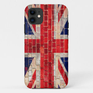 Brits vlag op een stenen muur met een hoesje van 5