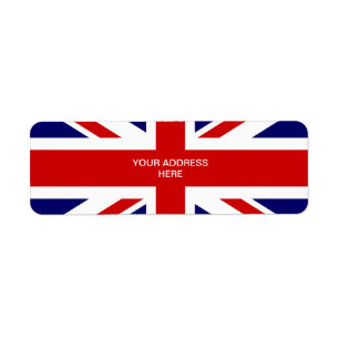 Brits vlagadresetiket   ontwerp van Union Jack Etiket
