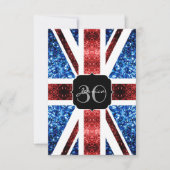 Brits vlaggen rode blauwe sparken glitters Monogra Kaart (Voorkant)