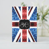 Brits vlaggen rode blauwe sparken glitters Monogra Kaart (Staand voorkant)