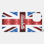 Brits vlaggen rode blauwe sparkles glitters Monogr iPhone Hoesje (Achterkant horizontaal)
