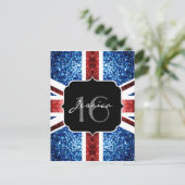 Brits vlaggen rode blauwe sparkles glitters Sweet Briefkaart (Staand voorkant)