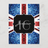 Brits vlaggen rode blauwe sparkles glitters Sweet Briefkaart (Voorkant)