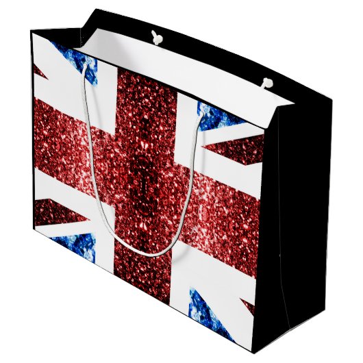 Brits vlaggen rode blauwe sparkles glitters Sweet  Groot Cadeauzakje (Achterkant Gekanteld)