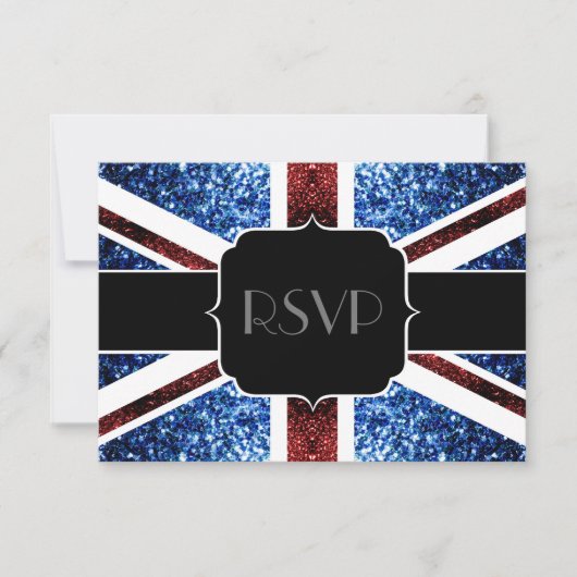 Brits vlaggen rode blauwe sparkles Glitters Sweet  RSVP Kaartje (Voorkant)