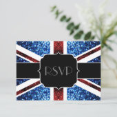 Brits vlaggen rode blauwe sparkles Glitters Sweet  RSVP Kaartje (Staand voorkant)