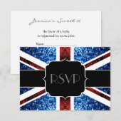 Brits vlaggen rode blauwe sparkles Glitters Sweet  RSVP Kaartje (Voorkant / Achterkant)