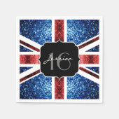 Brits vlaggen rode blauwe sparkles glitters Sweet  Servet (Voorkant)