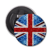 Brits vlaggen rode blauwe witte muggen button flesopener (Voorkant)