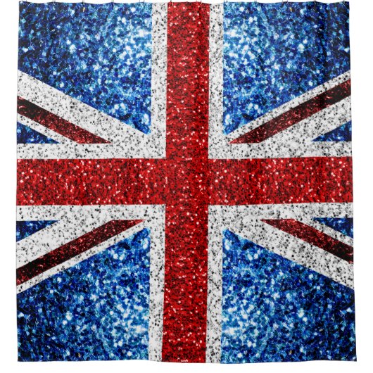 Brits vlaggen rode blauwe witte muggen douchegordijn (Voorkant)