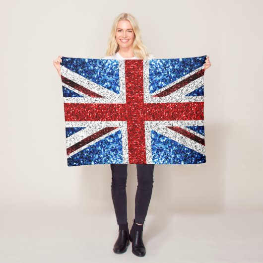 Brits vlaggen rode blauwe witte muggen fleece deken (In situ)