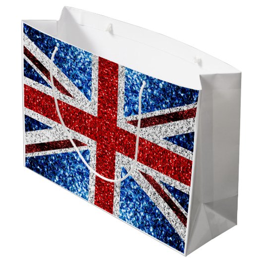 Brits vlaggen rode blauwe witte muggen groot cadeauzakje (Achterkant Gekanteld)