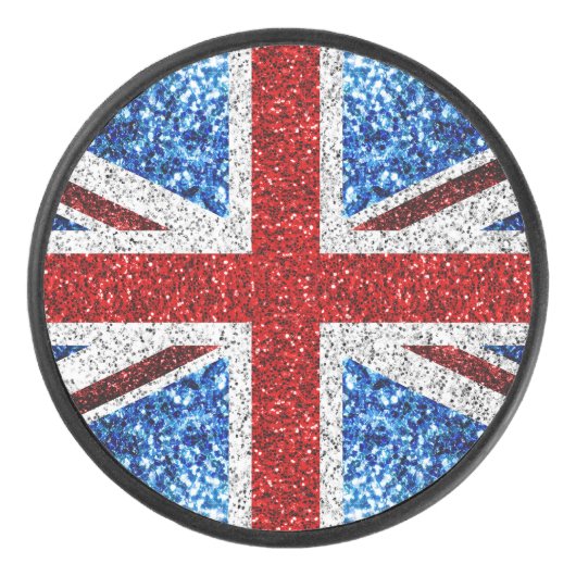 Brits vlaggen rode blauwe witte muggen hockey puck (Voorkant)