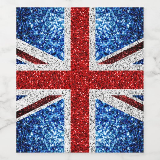 Brits vlaggen rode blauwe witte muggen wijn etiket (Enkel label)