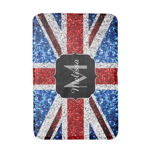 Brits vlaggen rode blauwe witte sparken gliters Mo Badmat (Voorkant Verticaal)