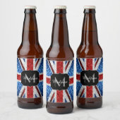 Brits vlaggen rode blauwe witte sparken gliters Mo Bier Etiket (Flessen)