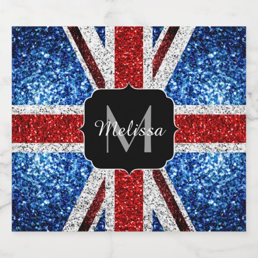 Brits vlaggen rode blauwe witte sparken gliters Mo Bier Etiket (Enkel label)