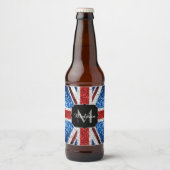 Brits vlaggen rode blauwe witte sparken gliters Mo Bier Etiket (Voorkant)