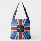 Brits vlaggen rode blauwe witte sparken gliters Mo Crossbody Tas (Voorkant)