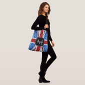 Brits vlaggen rode blauwe witte sparken gliters Mo Crossbody Tas (Op model)