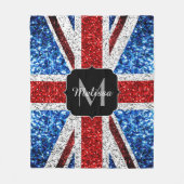 Brits vlaggen rode blauwe witte sparken gliters Mo Fleece Deken (Voorkant)