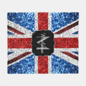 Brits vlaggen rode blauwe witte sparken gliters Mo Fleece Deken (Voorkant (Horizontaal))