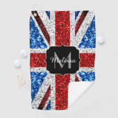 Brits vlaggen rode blauwe witte sparken gliters Mo Golfhanddoek (Insitu)