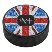 Brits vlaggen rode blauwe witte sparken gliters Mo Hockey Puck (3/4)