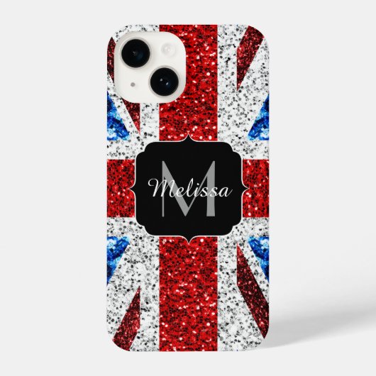 Brits vlaggen rode blauwe witte sparken gliters Mo iPhone Hoesje (Achterkant)