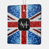 Brits vlaggen rode blauwe witte sparken gliters Mo Keramisch Ornament (Links)