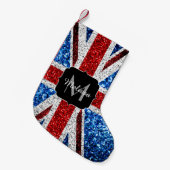 Brits vlaggen rode blauwe witte sparken gliters Mo Kleine Kerstsok (Voorkant (Hangend))