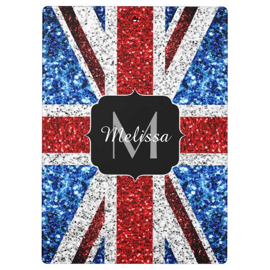 Brits vlaggen rode blauwe witte sparken gliters Mo Klembord (Achterkant)