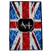 Brits vlaggen rode blauwe witte sparken gliters Mo Medium Cadeauzakje (Voorkant)