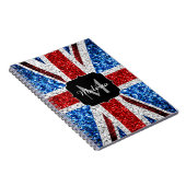 Brits vlaggen rode blauwe witte sparken gliters Mo Notitieboek (Rechterzijde)