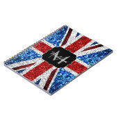 Brits vlaggen rode blauwe witte sparken gliters Mo Notitieboek (Linkerzijde)