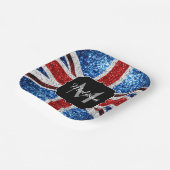Brits vlaggen rode blauwe witte sparken gliters Mo Papieren Bordje (Gebogen)