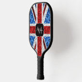 Brits vlaggen rode blauwe witte sparken gliters Mo Pickleball Paddle (Links)