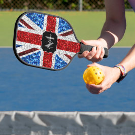 Brits vlaggen rode blauwe witte sparken gliters Mo Pickleball Paddle