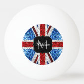 Brits vlaggen rode blauwe witte sparken gliters Mo Pingpongbal (Voorkant)