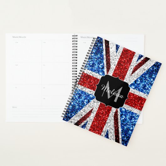 Brits vlaggen rode blauwe witte sparken gliters Mo Planner (Display)