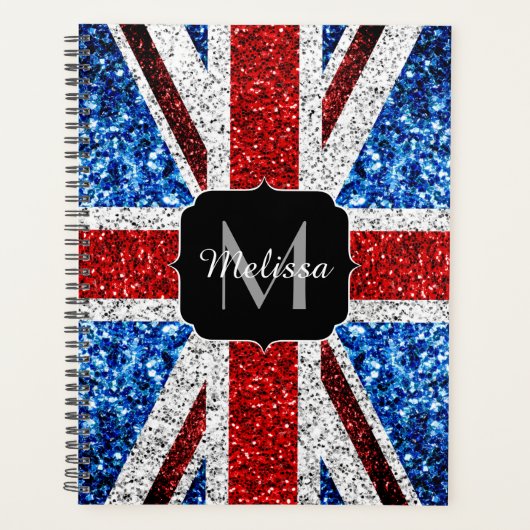 Brits vlaggen rode blauwe witte sparken gliters Mo Planner (Voorkant)