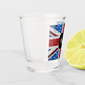 Brits vlaggen rode blauwe witte sparken gliters Mo Shot Glas (Links)